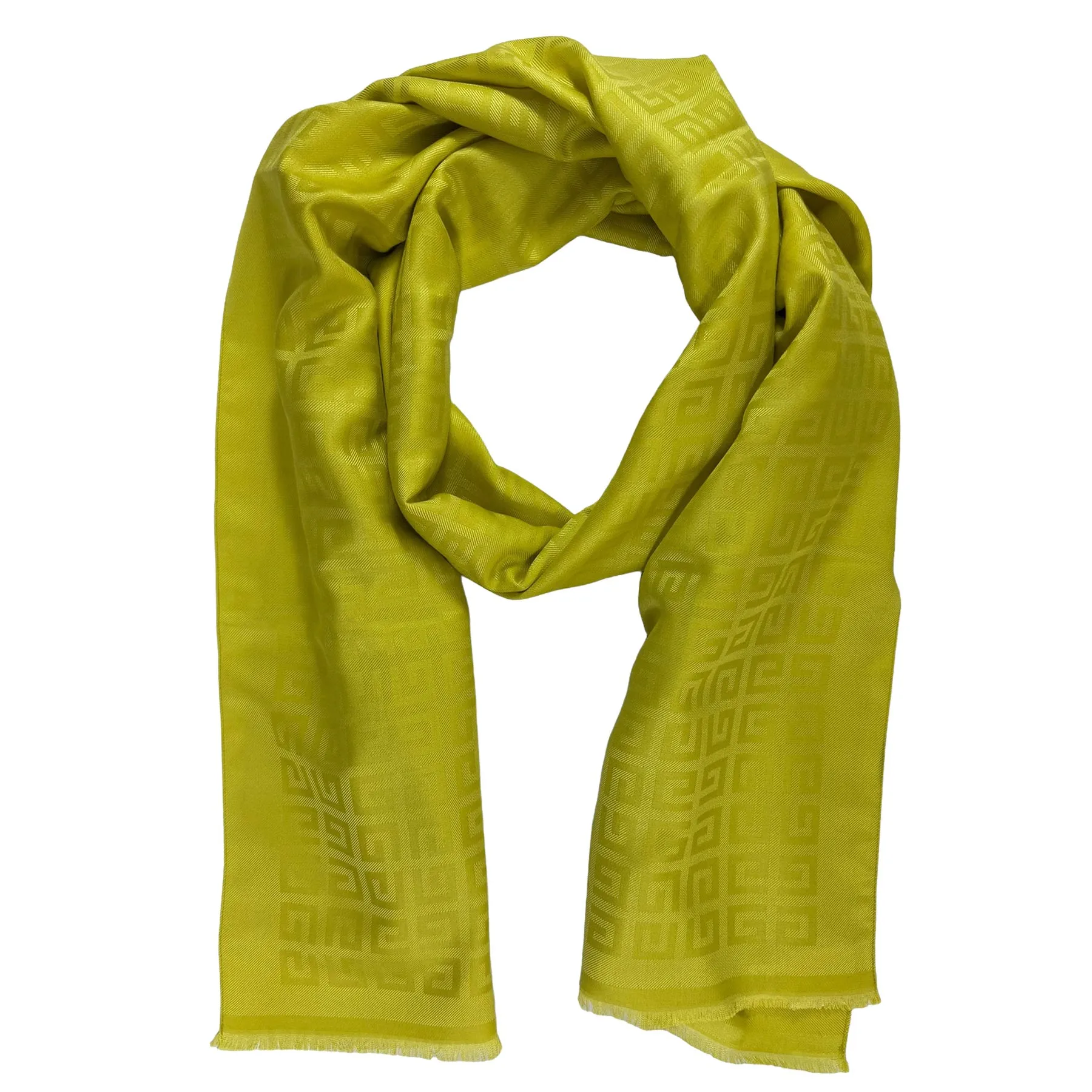 Givenchy Scarf Acid Lime 4G Allover Design - Wool Silk Shawl FINAL SALE