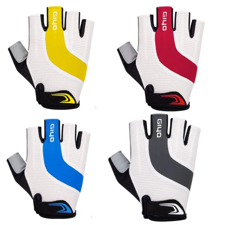 GIYO S-14 Bicycle Half Finger Gloves GEL Shock Absorbing Palm Pad Gloves, Size: M(Yellow)