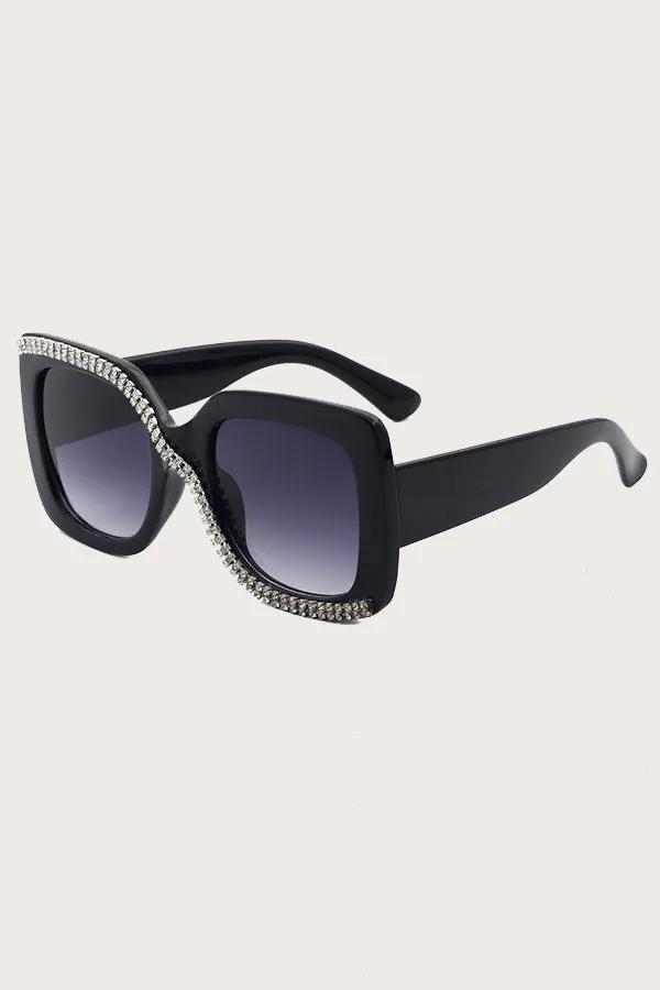 Glamorous Zircon Square Frame Sunglasses