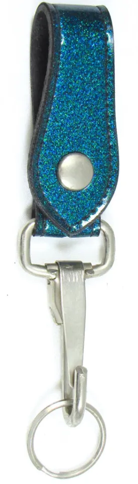 Glitter Vinyl Keychain in Cascade Blue