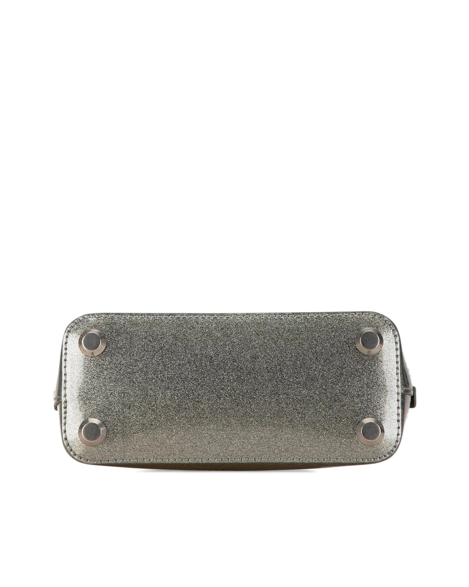 Glittery Leather Top Handle Bag with Detachable Strap