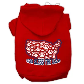 God Bless USA Screen Print Pet Hoodies Red Size XL (16)