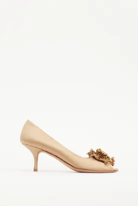 Gold & Brown Bead Cluster Satin Heel