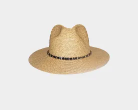 Gold & Leather link Tan Straw Hat - The Manhattan