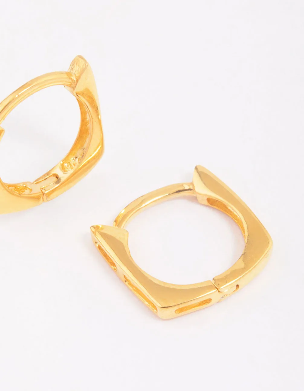 Gold Plated Sterling Silver Square Hoop Earrings