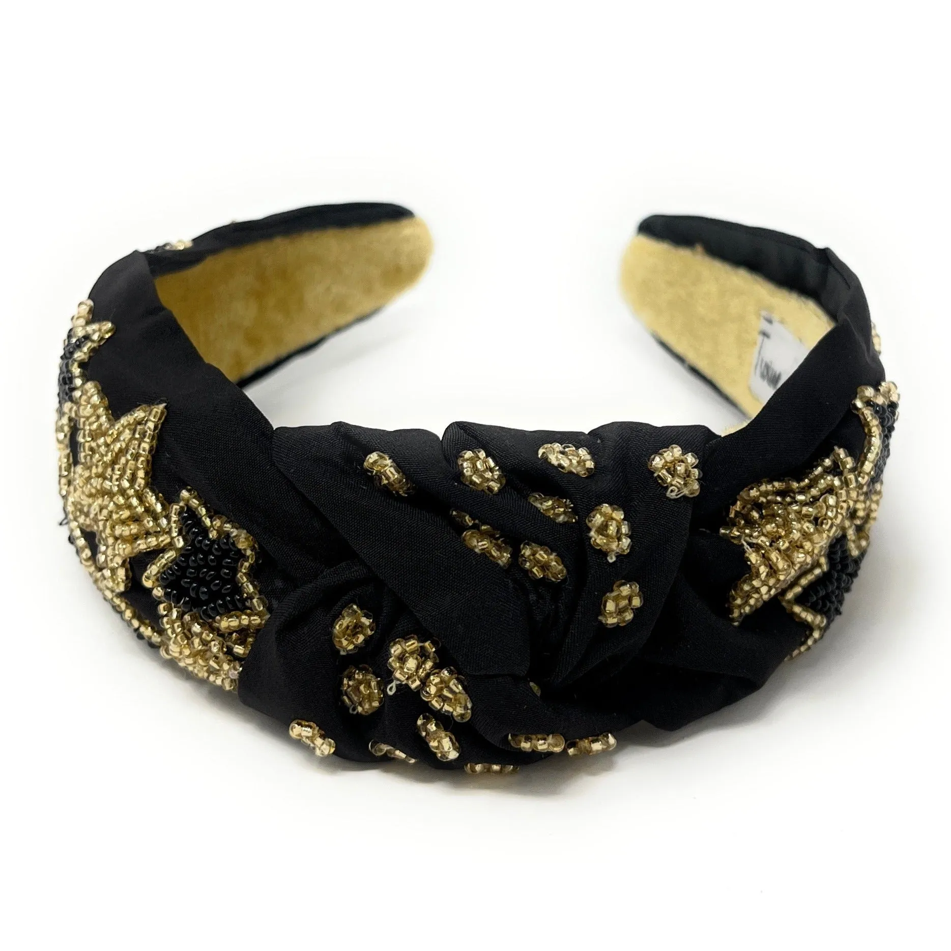 Gold Stars Hand Beaded Knot Headband