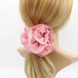 golden edge chiffon scrunchies ruffle hair tie for women