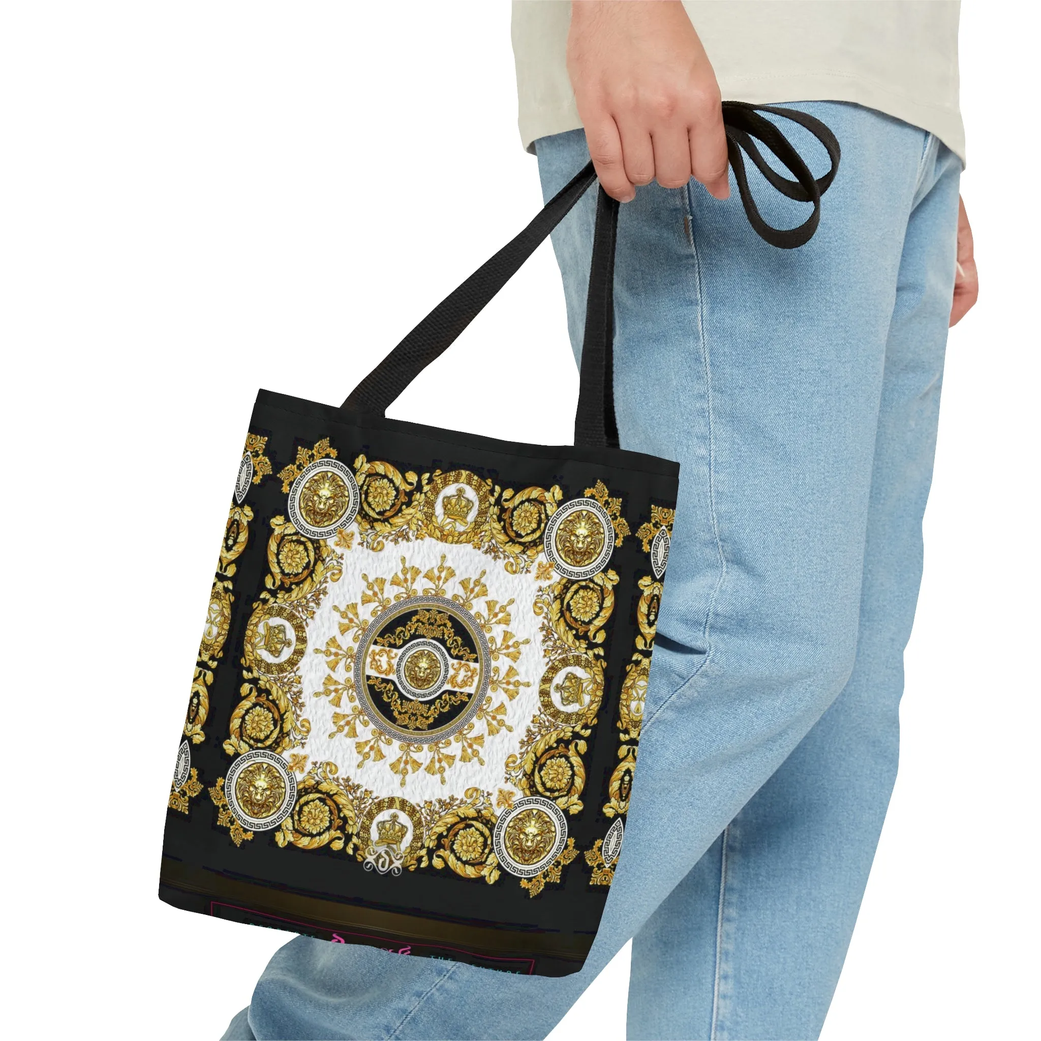 Golden Rococo Tote Bag Beauty of Florence Bag Baroque Handbag Canvas Tote Bag in 3 Sizes | 0016