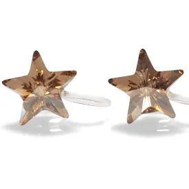 Golden Shadow Star Swarovski crystal invisible clip on earrings