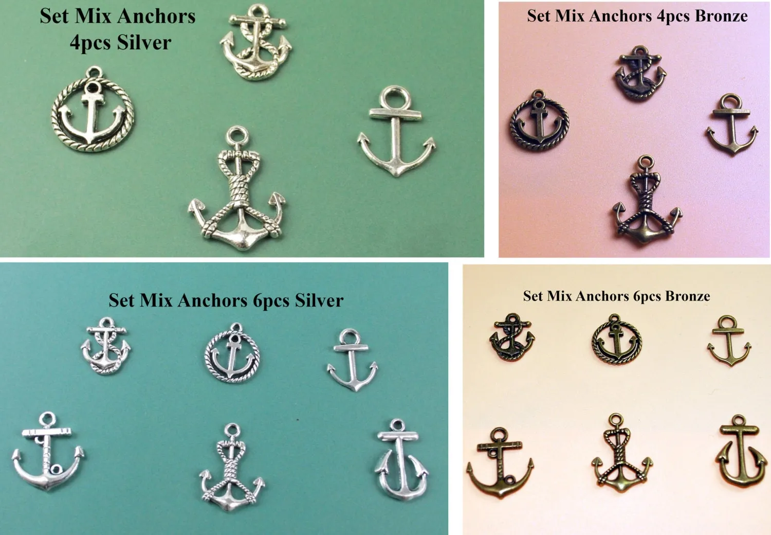 Grab Bag Mix Anchor Charm Pendant Collection Silver Gold Boat Ship Marine Yacht Nautical Sailor Sea Beach Jewelry Making Bracelet Bulk Lot