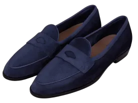 Grand Fenelon Penny Loafers in French Navy Noble Suede