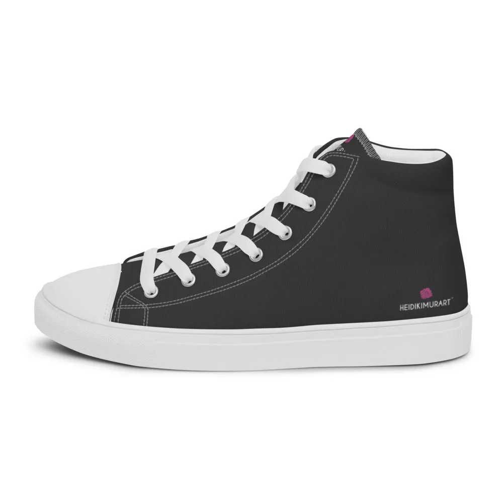 Graphite Grey Men's Sneakers, Solid Color Designer Canvas High Top Shoes For Fashionable Men