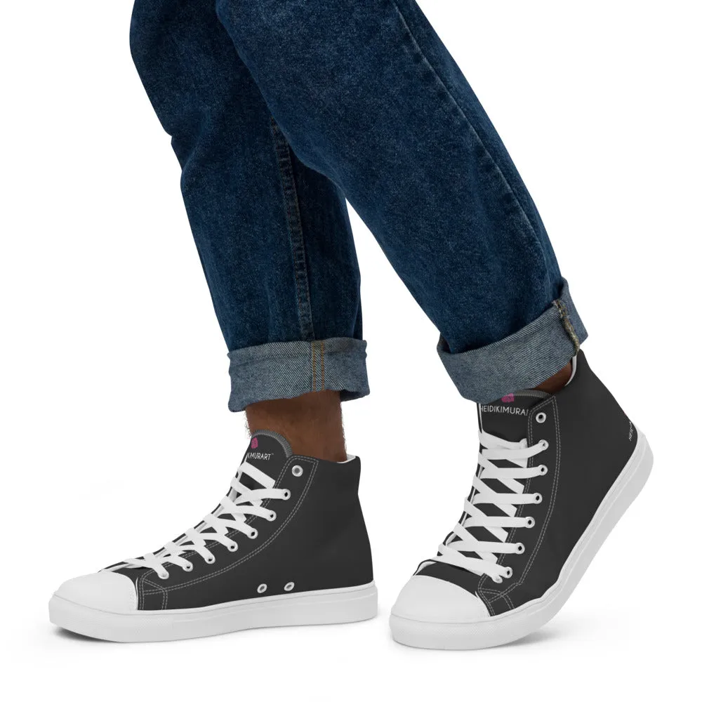 Graphite Grey Men's Sneakers, Solid Color Designer Canvas High Top Shoes For Fashionable Men