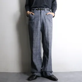 grayish check pattern straight slacks