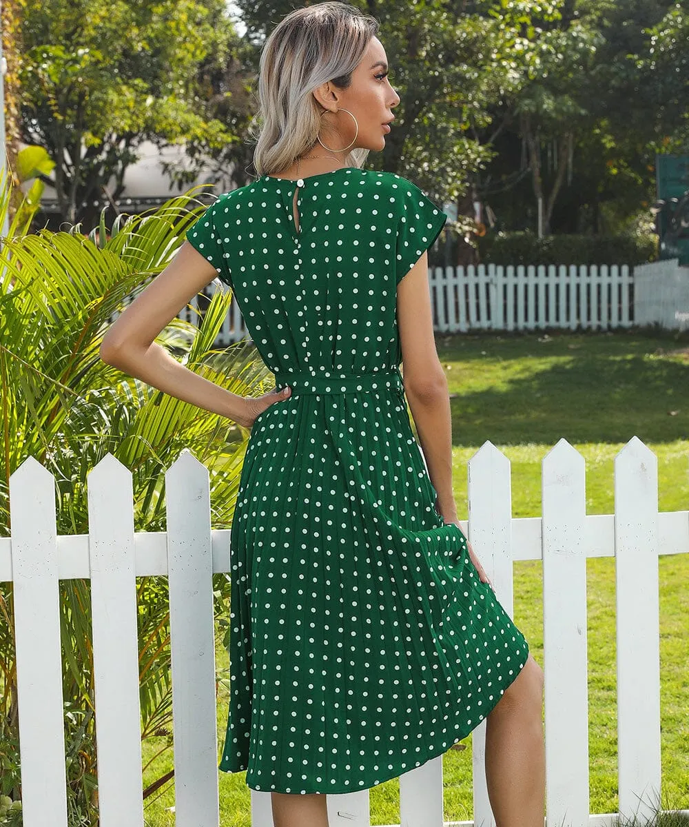 Green A line Spot Maxi Dress