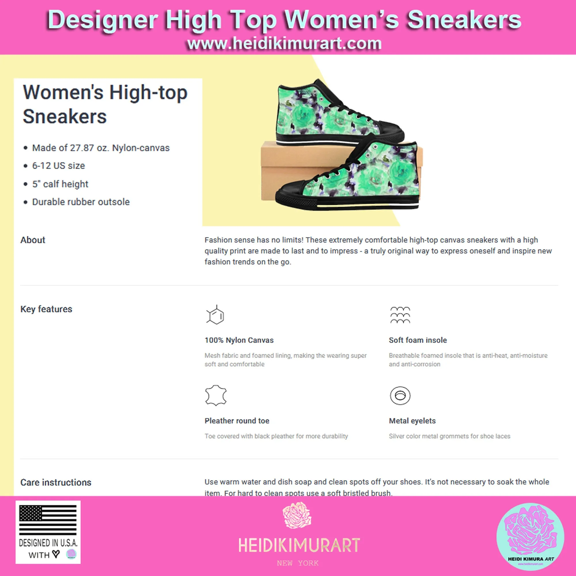 Green Camo Women's High Tops, Military Print Designer High-top Sneakers Tennis Shoes