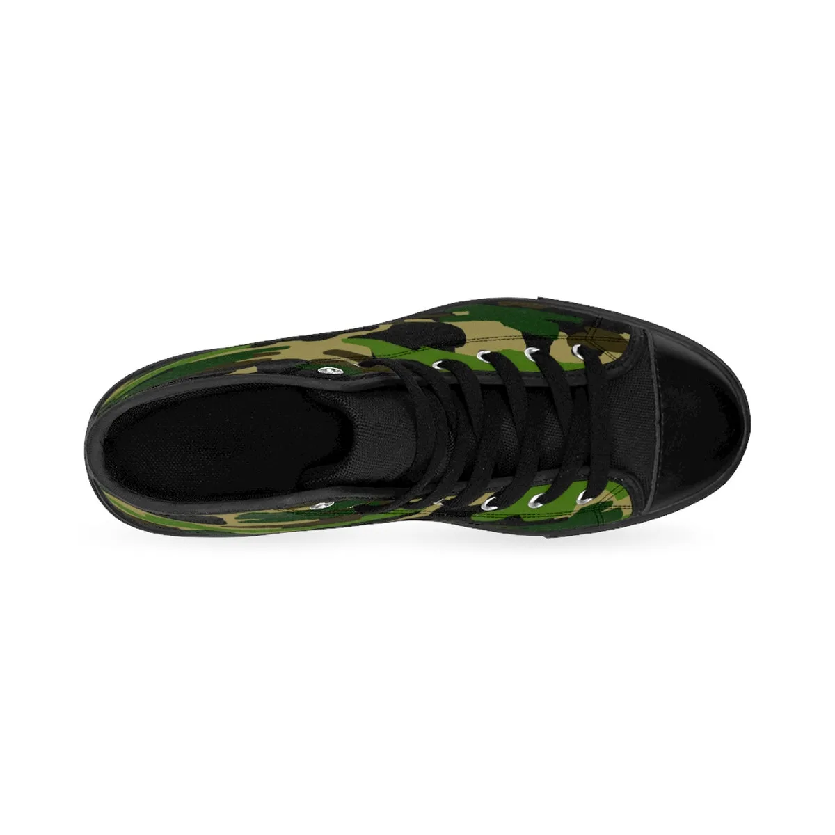 Green Camo Women's Sneakers, Military Army Camouflage Print High Top Sneakers Shoes