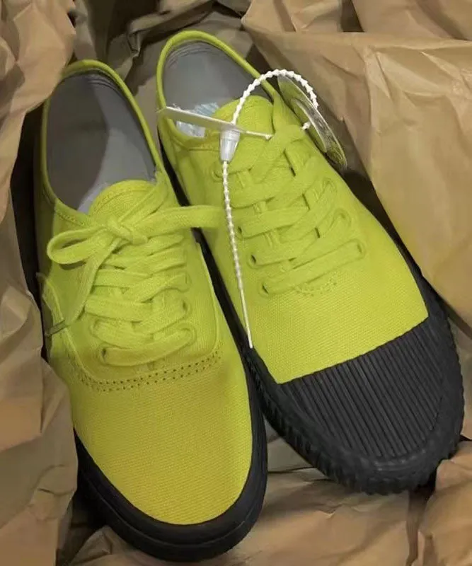 Green Canvas Casual Asymmetrical Flat Shoes Cross Strap DD1022