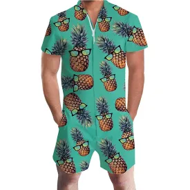 Green Glasses Pineapple Male Romper