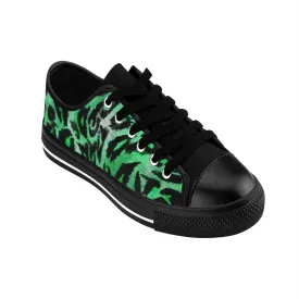 Green Leopard Men's Sneakers, Best Animal Print Premium Low Top Canvas Running Shoes