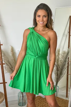 Green Multi Tie Short Dress