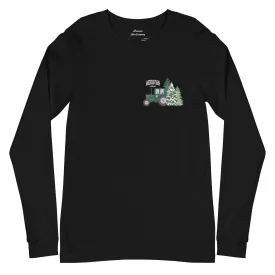 Green Tractor Christmas Black Long Sleeve Tee