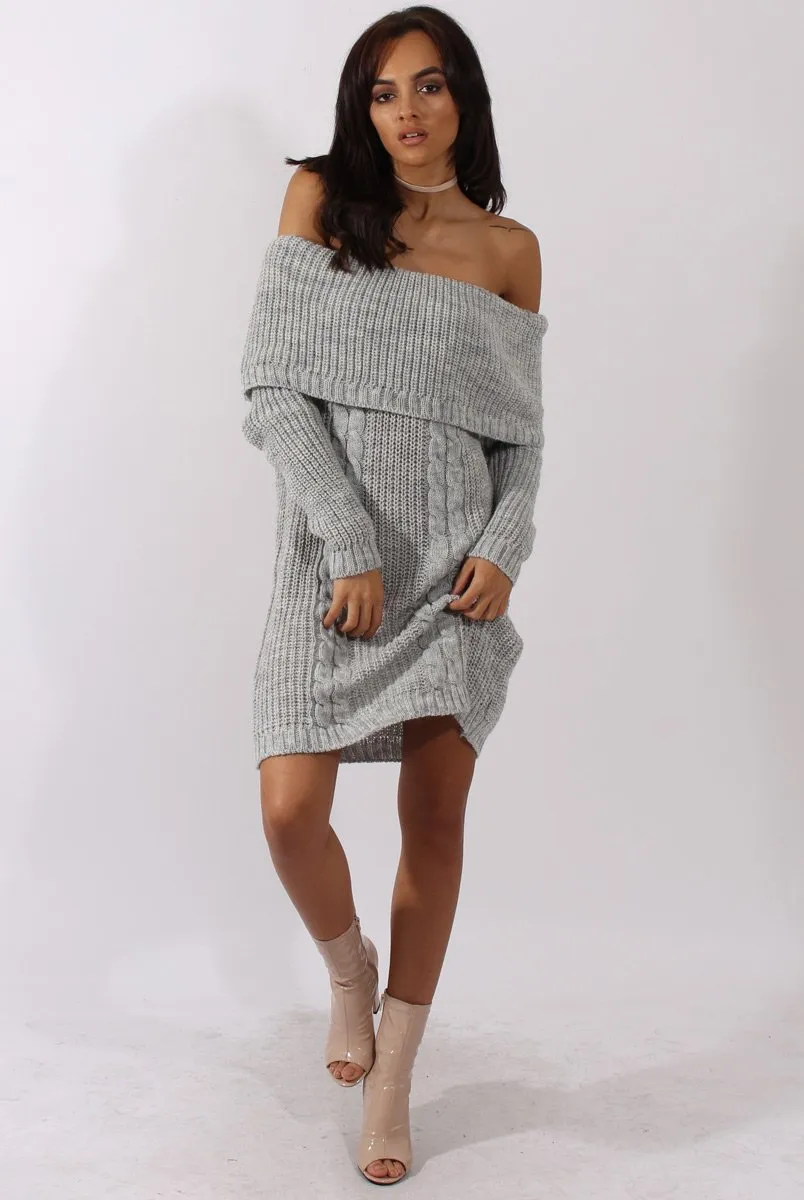 Grey Bardot Heavy Knit Jumper Dress - Suzy