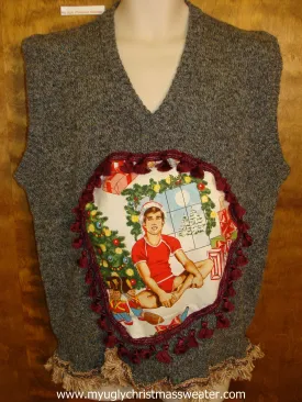 Grey Funny Mens Hottie Guy Ugly Christmas Sweater Vest