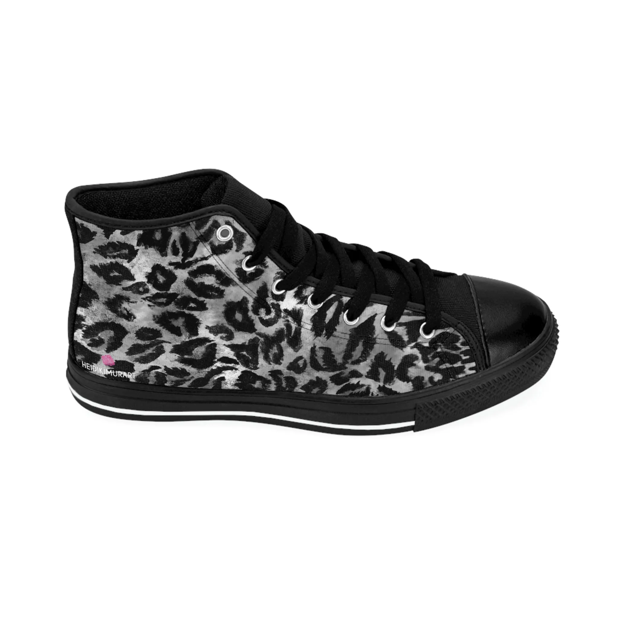 Grey Leopard Print Men's Sneakers, Leopard Animal Print Best Designer Men's High Top Sneakers