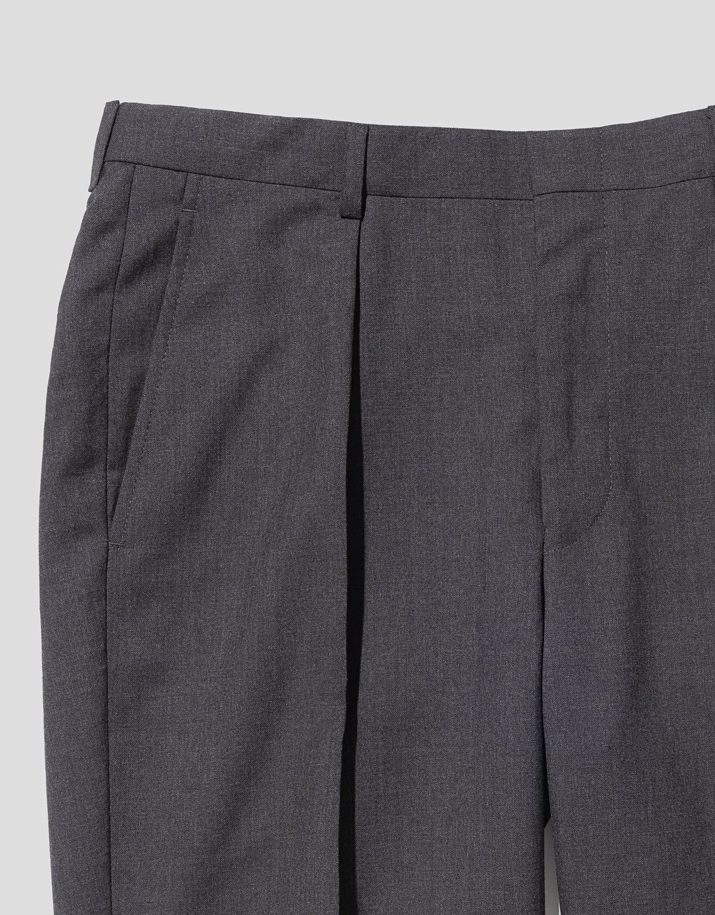 GREY SINGLE PLEAT WOOL TROUSER