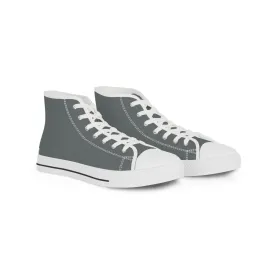 Grey Solid Color Men's High Tops, Modern Minimalist Best Men's High Top Sneakers (US Size: 5-14)