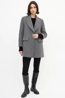 Grey Wool Mid Length Coat