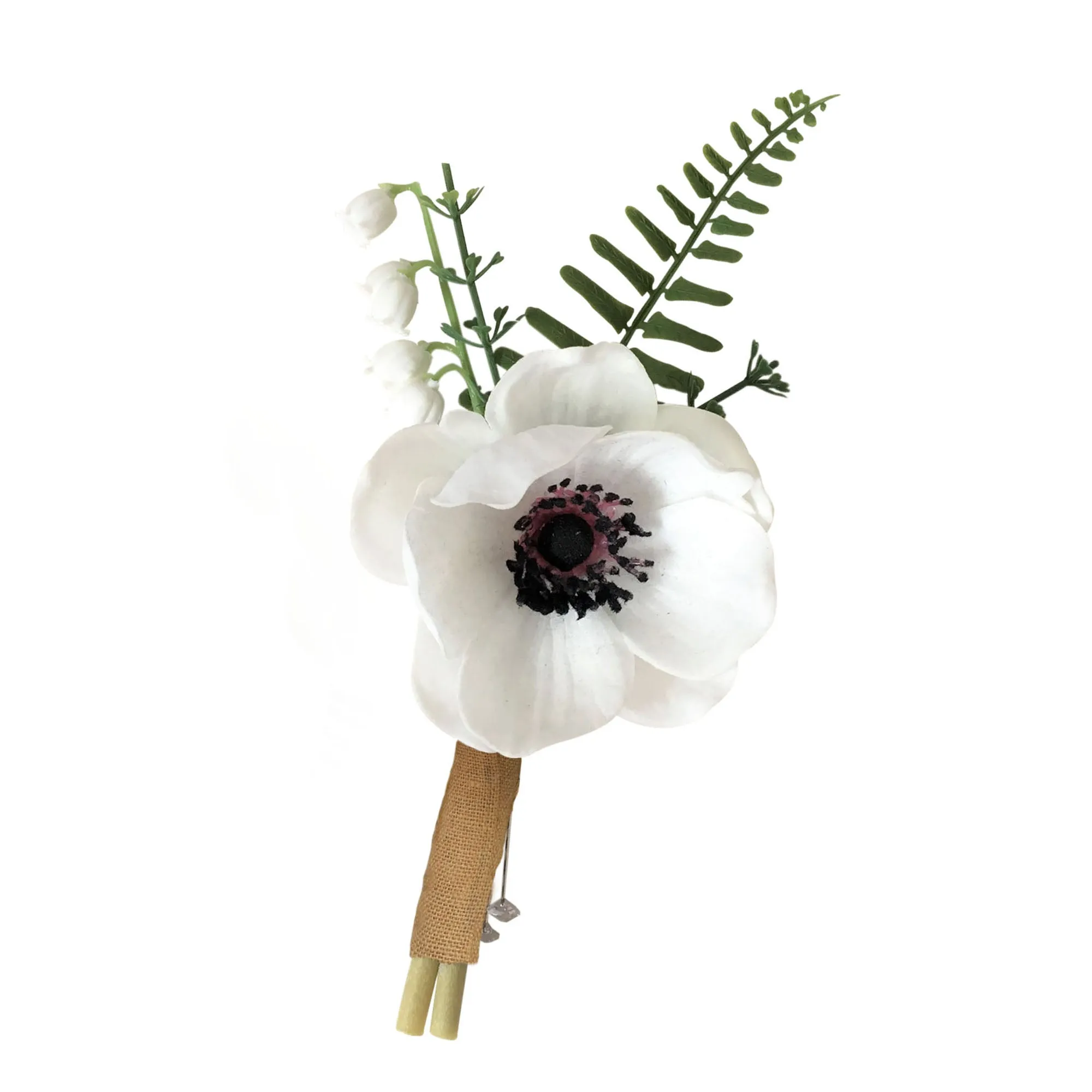 Grooms White Anemone Boutonniere