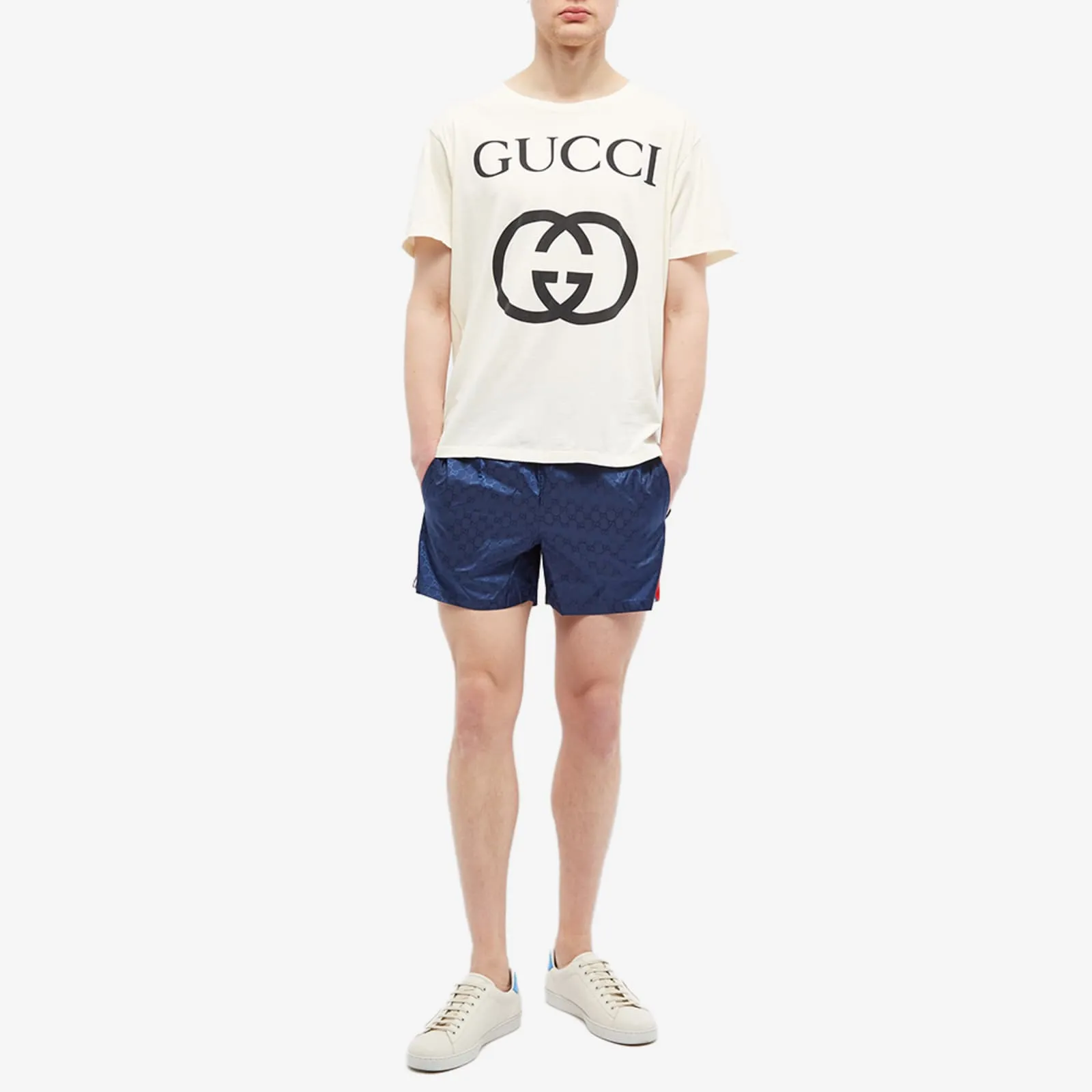 Gucci Gg Jaquard Swim Shorts, Navy