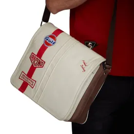 Gulf Cotton/Leather Silverstone Messenger Bag in Ecru