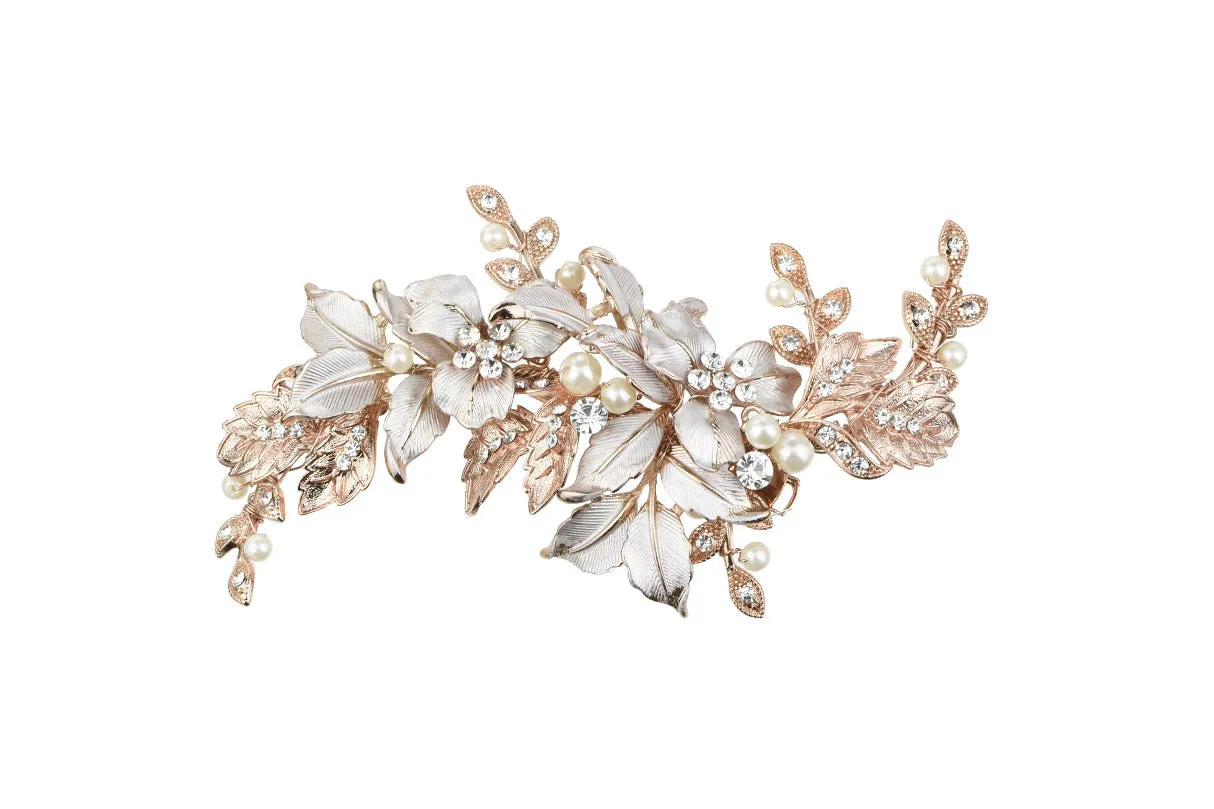 Hallie - Leaf Pearl Bridal Hair Clip