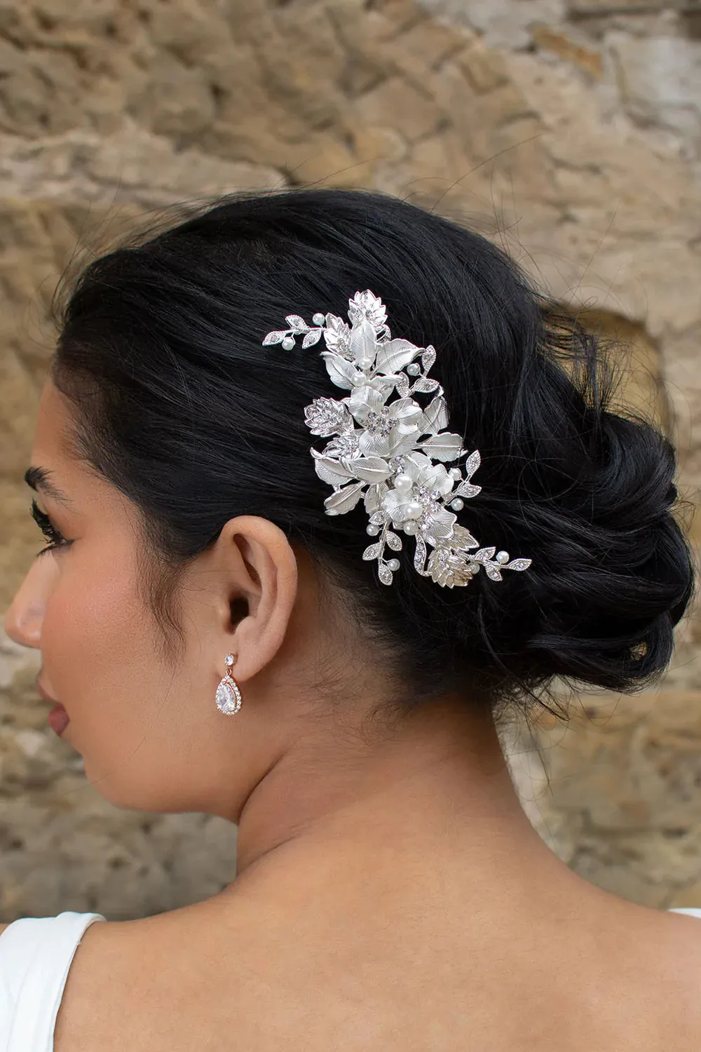 Hallie - Leaf Pearl Bridal Hair Clip