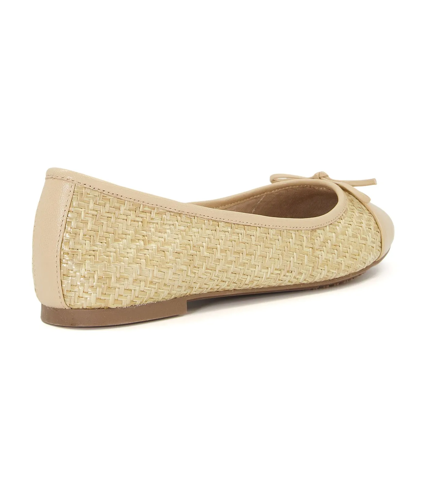 Hallo Raffia Woven Ballerina Shoes Natural