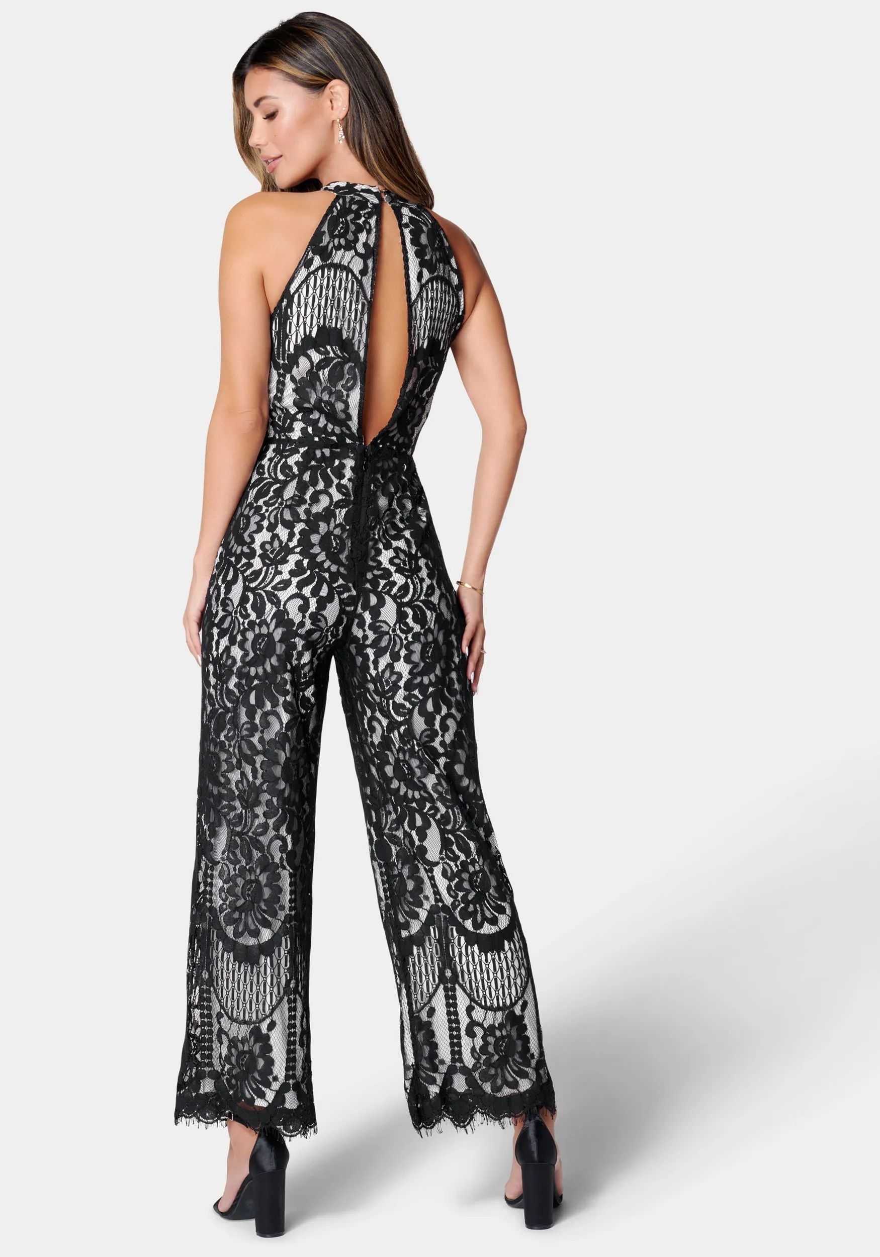 Halter Neck Lace Jumpsuit