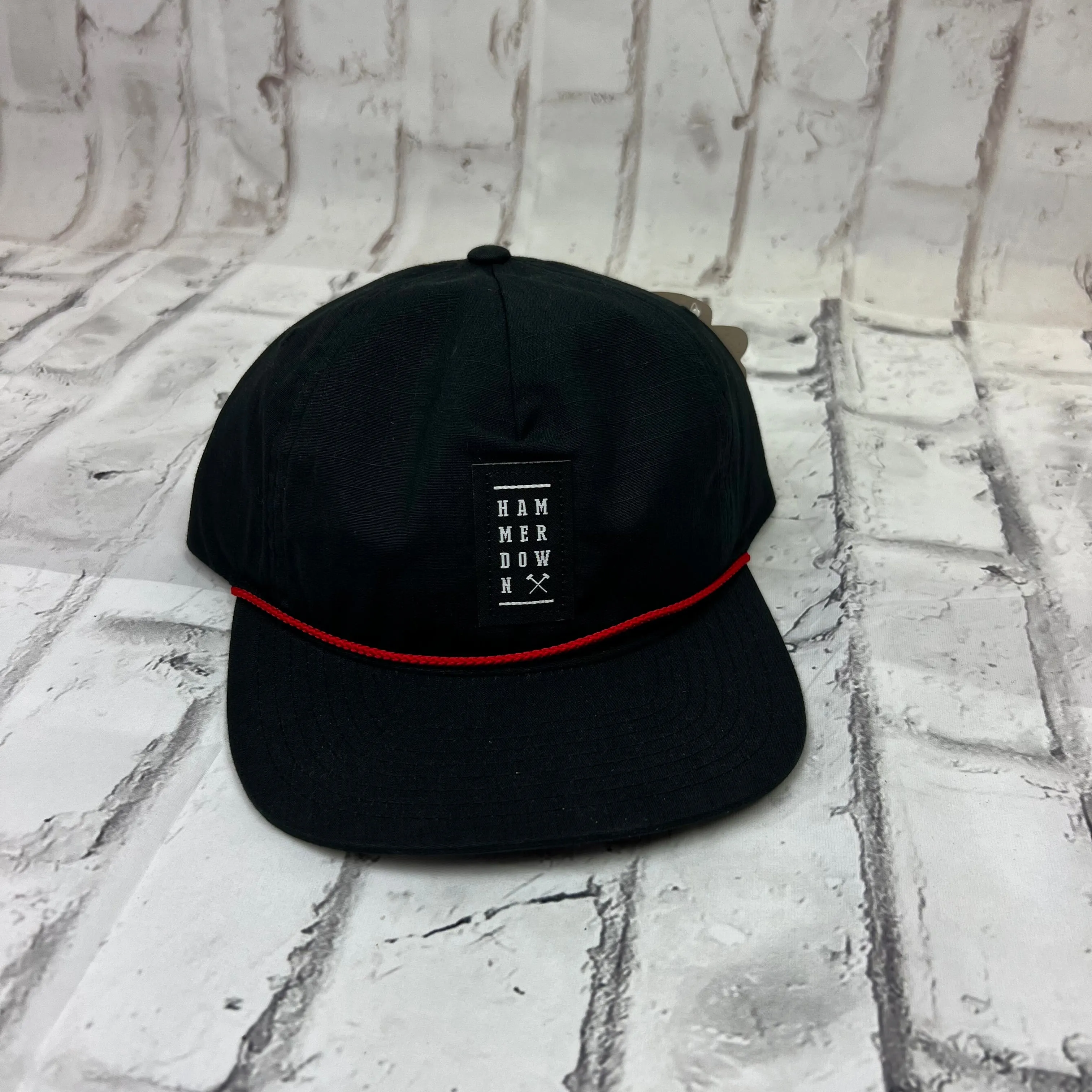 Hammer Down "HD Stack Patch" Hat - Black with Red Rope