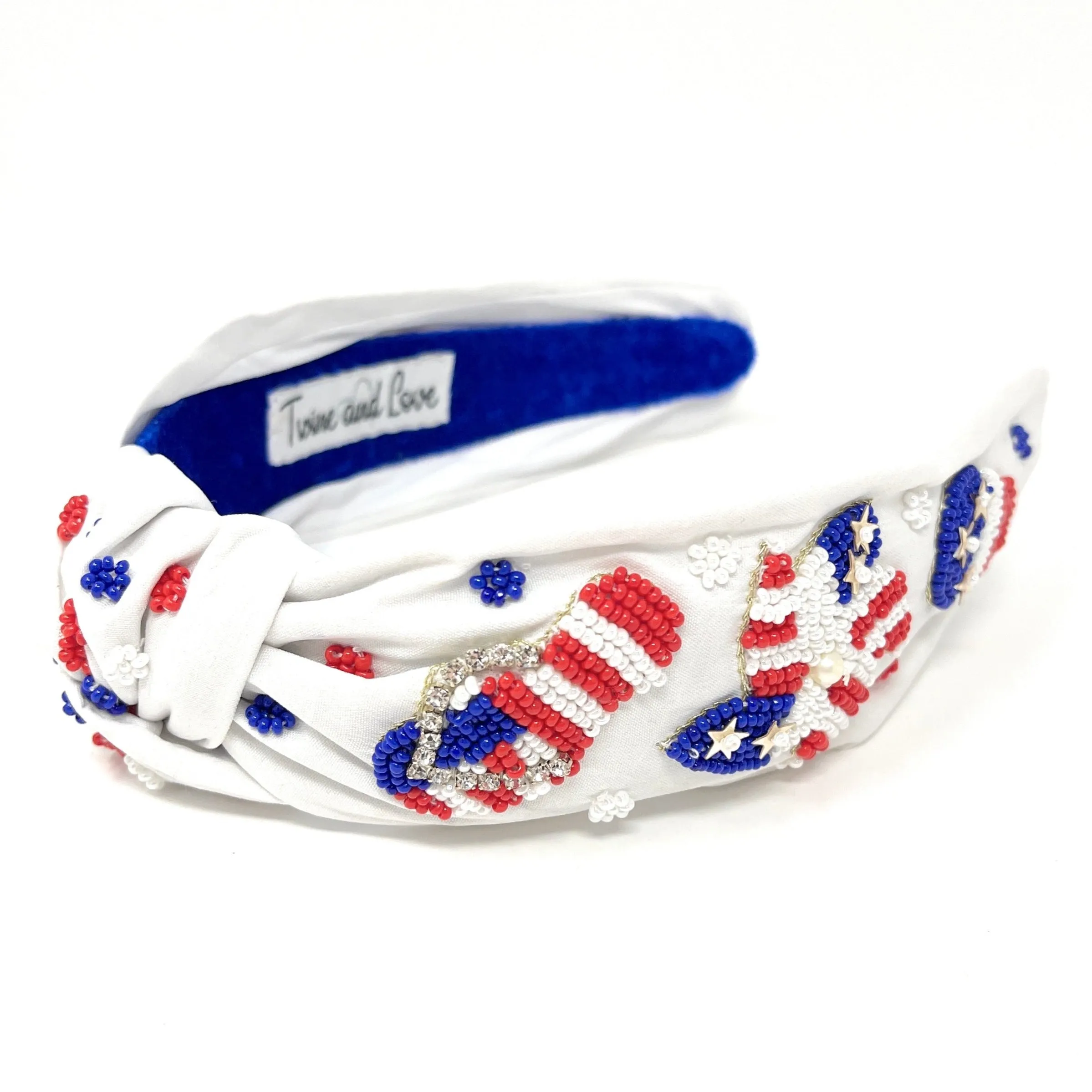 Hand Beaded USA Knot Headband