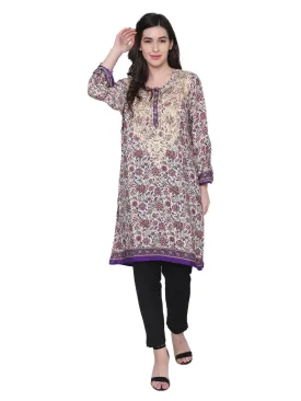 Hand embroidery Chikankari Tunic-Purple