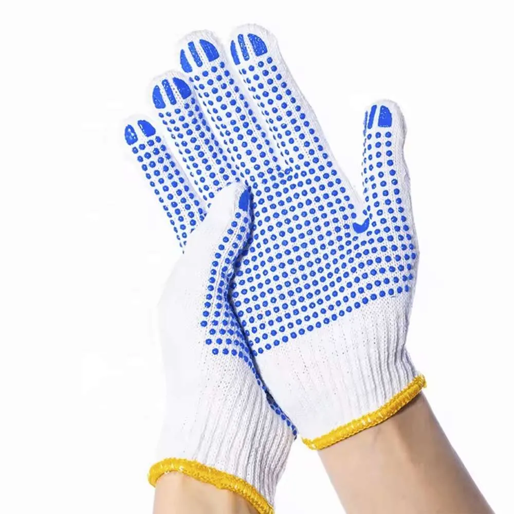 Hand Gloves White Cotton 10'' PVC Dotted