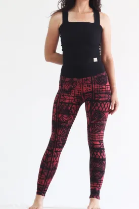 Hand Painted Leggings - BlackTop ExnO's Red