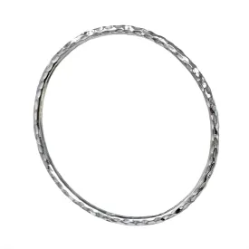 Handmade 3x3mm Hammered Silver Bangle For Women and Girls | Diameter: 65mm