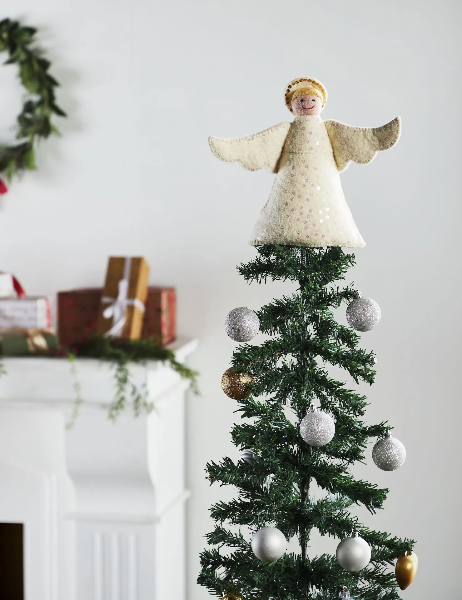 Handmade Hand Felted Wool Christmas Tree Topper - Angel