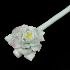 Handmade Porcelain China Hair Stick White Peony