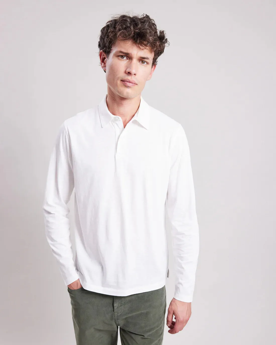 Hartford Knit Long Sleeve Polo White