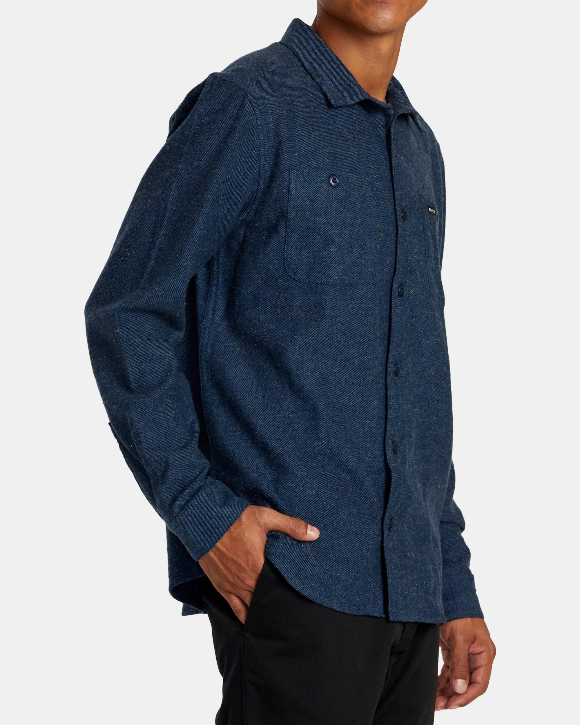 Harvest Neps Long Sleeve Flannel Shirt - Dark Denim