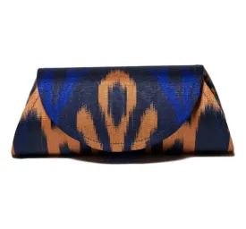 Hayfields Silk Ikat Hard Shell Clutch - Small - navy, Orange